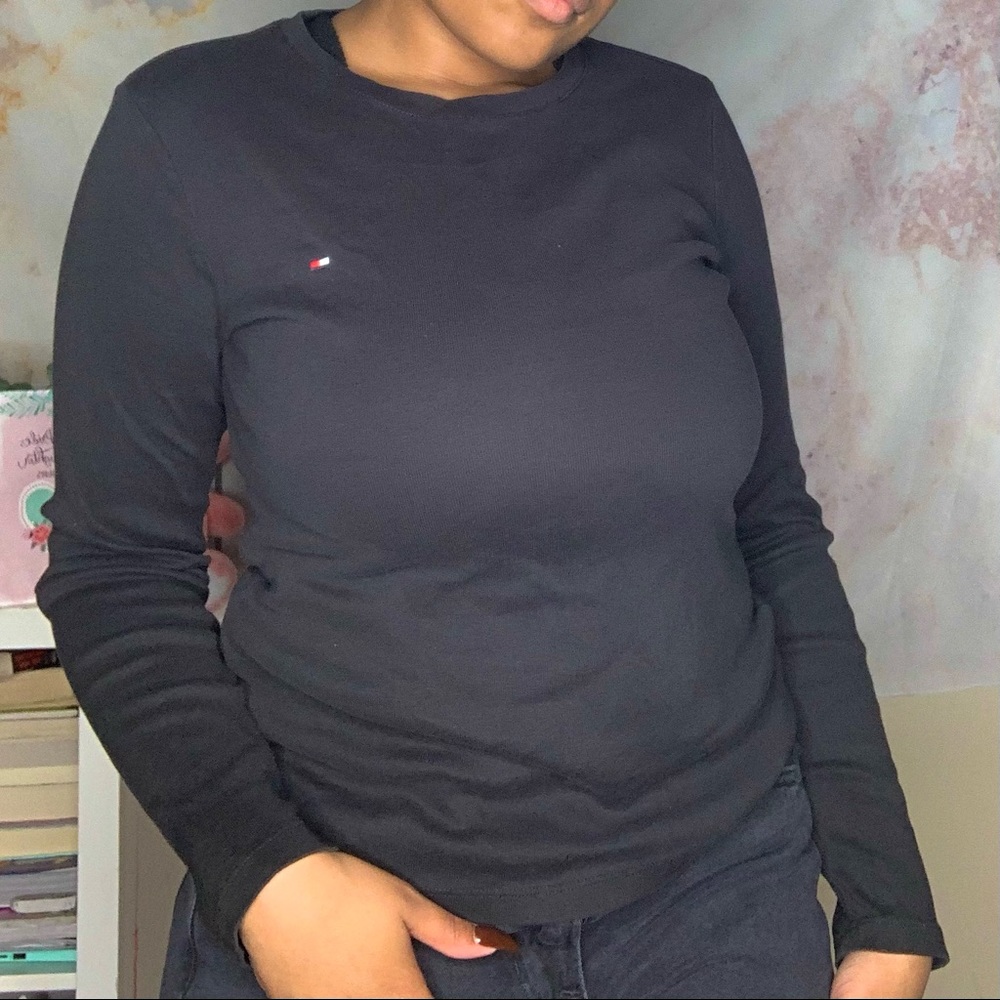 Tommy Hilfiger Basic Black Long Sleeve Top